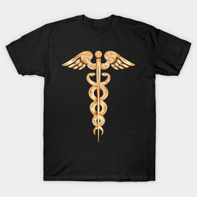 Golden Medical Symbol T-Shirt by skycloudpics